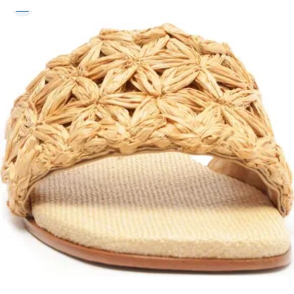 Schutz Womens Ayla Tan Woven Square Toe Slide Sandals Shoes size 7 - Picture 2 of 12